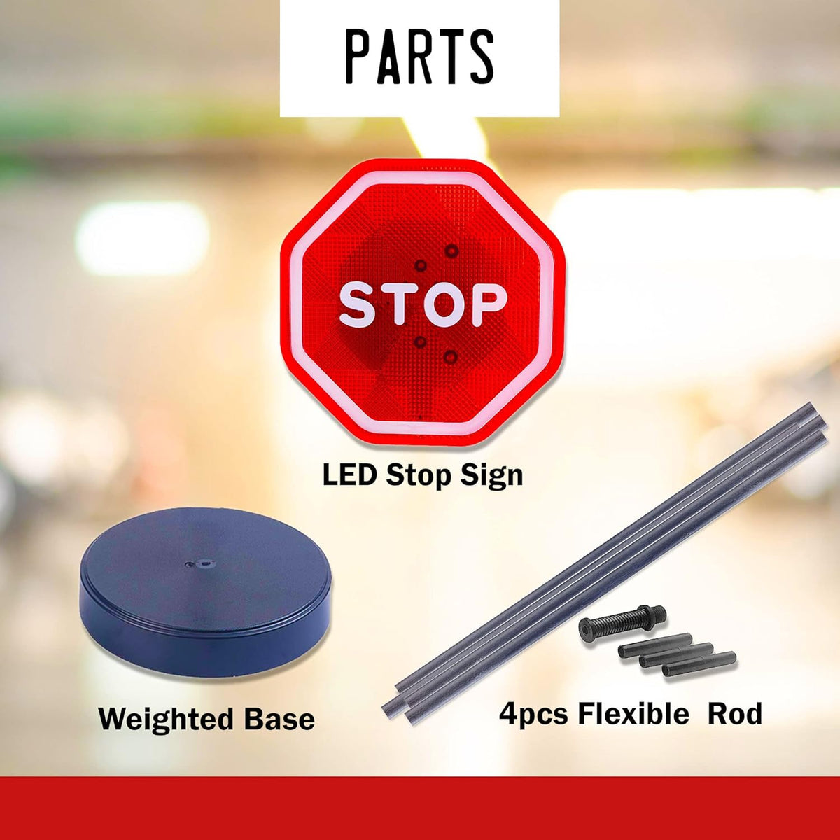 Andalus Brands Flashing LED Stop Sign Garage Parking Assistant System | Bumper Sensor,Red (2 Pack)