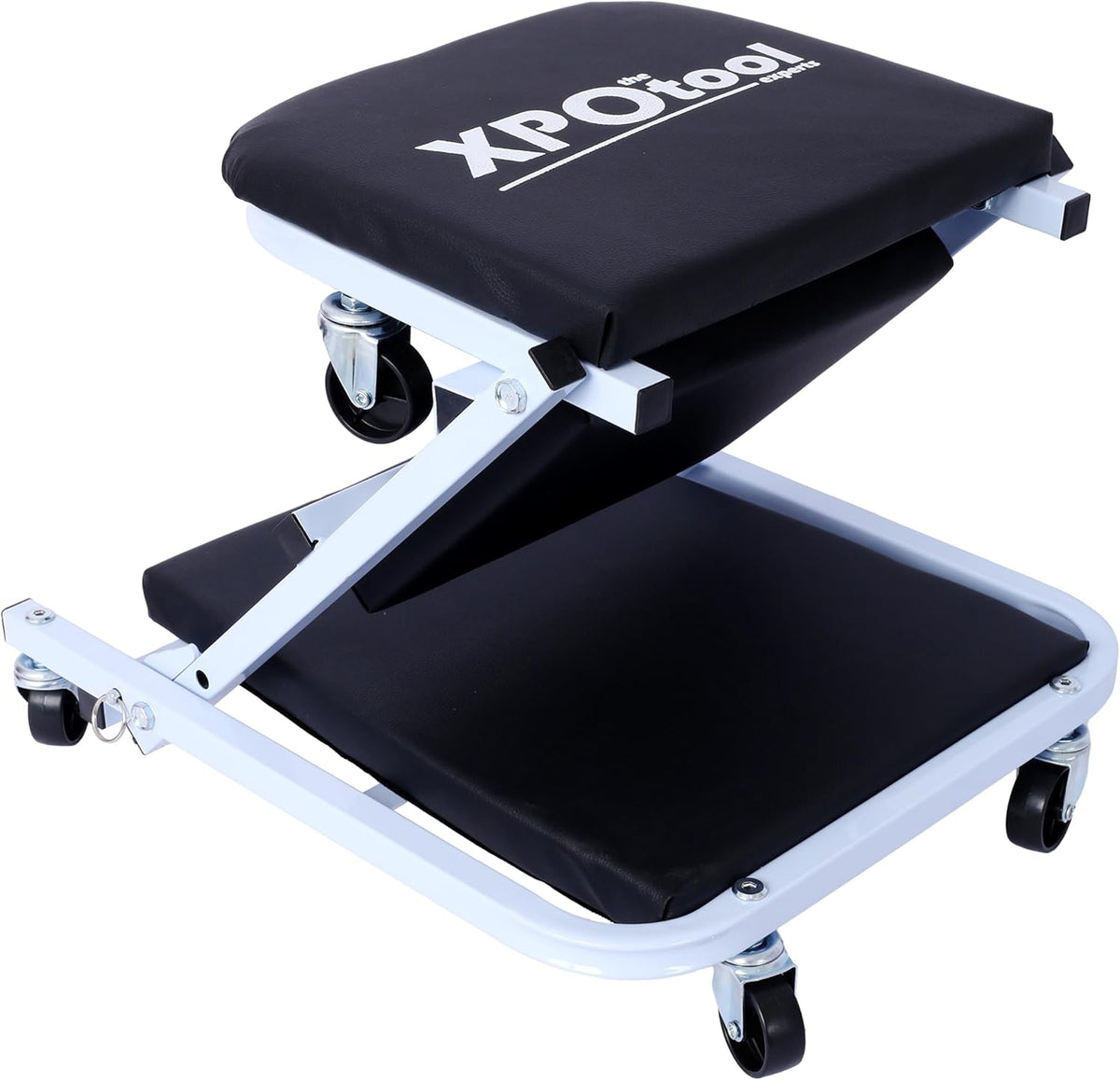 Mechanic Creeper and Stool, 36" Z Creeper Seat, 2-in-1 Garage Tool, 300 lbs Capacity, Low Profile with 6 Wheels (White)