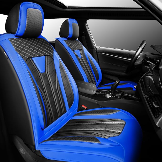 Fit CRV Car Seat Covers Premium Leather for Honda CRV cr-v 2011-2025 2026. Waterproof， Breathable, Scratch-Resistant & All-Weather Seat Cushion Protector (Front Seat,Blue&Black)
