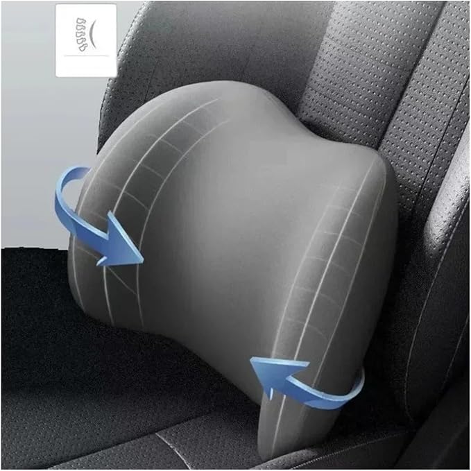 Car Neck Pillow and Lumbar Support Cushion - Memory Foam Backrest for Driver Seat Comfort(White)