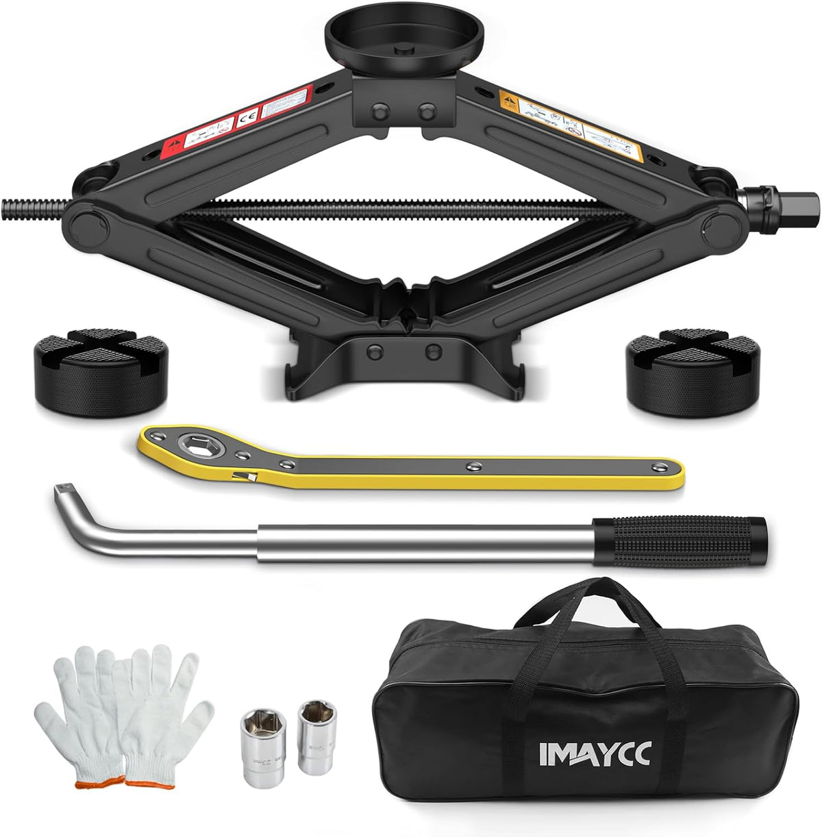 Universal Scissor Jack 2 Ton, 5.1"-16.9" Lifting Range Heavy Duty Car Jack Kit with Jack Pad, Portable Tire Changing kit with Lug Wrench, Tire Jack for Car SUV MPV