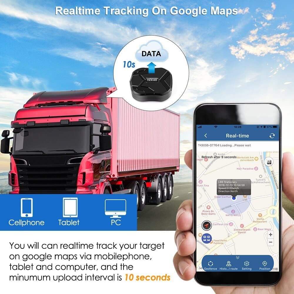 GPS Tracker for Vehicles 4G TK905B 10000mAh Long Battery Life, Car GPS Tracking Device Magnetic, Unlimited Distance Real-Time Tracking Rastreador Motorcycle Camping Car, APP No Subscription