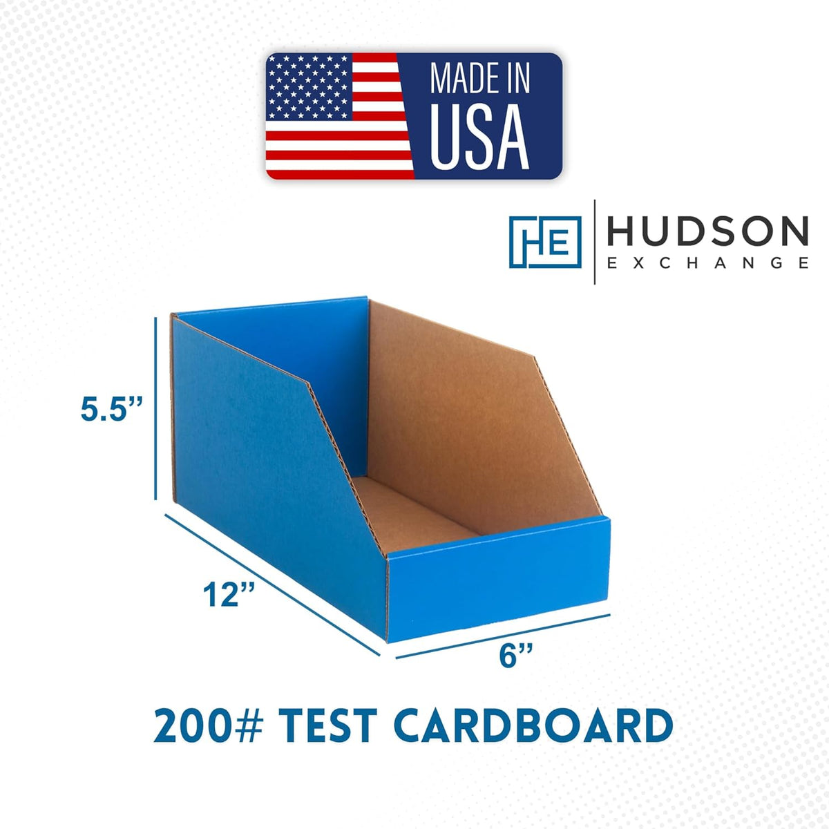 Hudson Exchange 6x12x5.5" (100 Pack) Corrugated Parts Bin Box For Storage & Organization, Blue