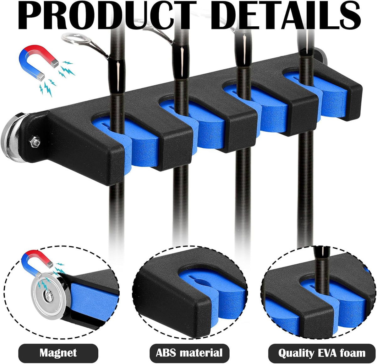 2 Pcs Magnetic Fishing Rod Holder for Car Fishing Pole Rack Vertical Rod Storage Holders for Truck Bed Boat Wall Garage Door