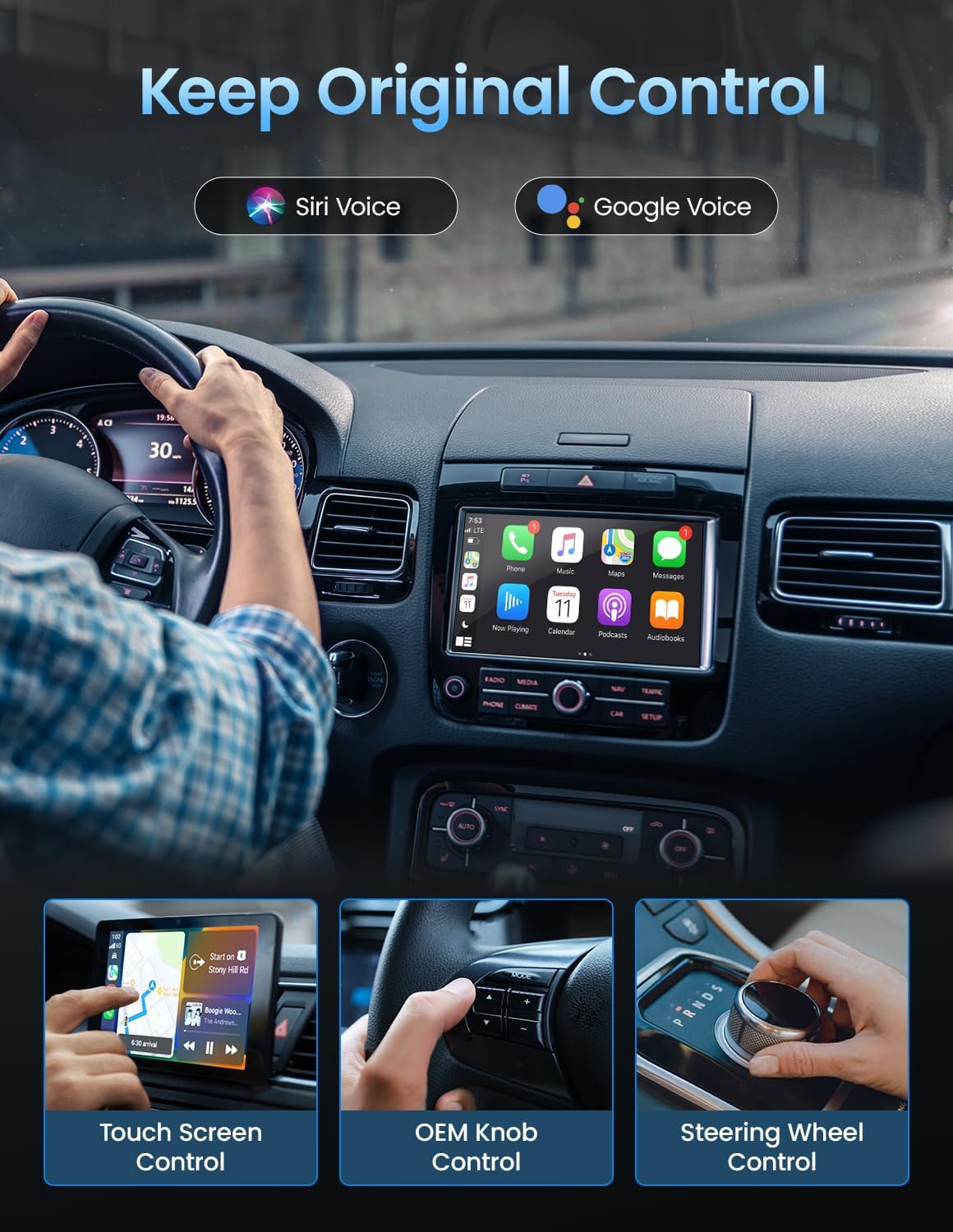 Kello Wireless CarPlay Adapter for iPhone, Convert Wired to Wireless Carplay Adapter, [5.2Ghz Bluetooth] Apple Car Play, Auto for iPhone iOS 10+/ Android 11+, Support OTA