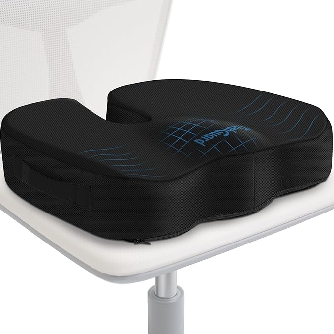 TushGuard Seat Cushion for Office Chair Memory Foam Non-Slip Desk Seat Cushion Back, Coccyx, Sciatica, Tailbone Pain Relief Butt Pillow for Office Chair, Car, Wheelchair, Black