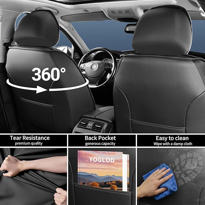CX-30 Car Seat Covers Fit for Mazda CX-30 2020-2026, Full Coverage Premium Leather Waterproof Breathable Seat Covers, Automotive Seat Protectors, Airbag Compatible(2 Front Seats, Black-Blue)