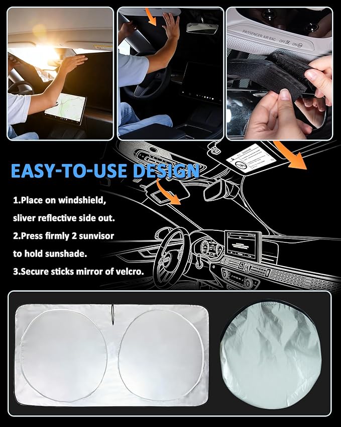 Sunshade for Explorer Windshield Sun Shade for Ford Explorer 2020-2026 Accessories Foldable Front Window Shield Cover Sun Visor Protector Block UV Rays