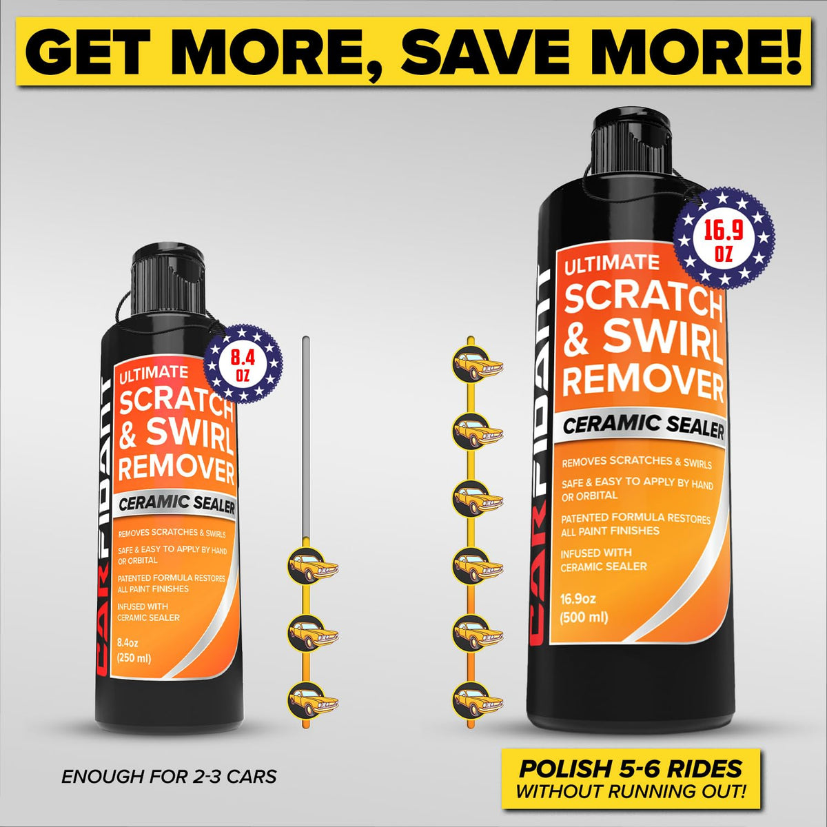 Carfidant Scratch & Swirl Remover - Polishing, Rubbing & Buffing Compound for Car Paint Repair - Restores Shine & Enhances Gloss, 16.9 fl oz
