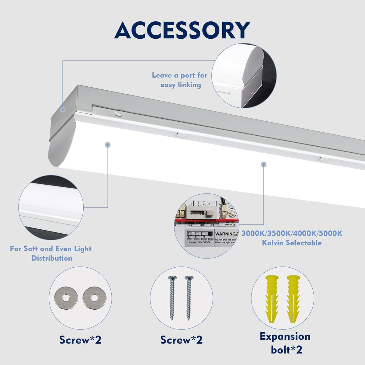4PK 4FT LED Shop Light - 4 In 1 LED Wraparound Light Fixture, Hanging or Surface Mount for Garage, Office, Kitchen
