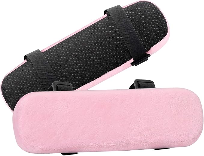 MOSISO Chair Armrest Pads (2 Pack), Memory Foam Home/Office Chair Arm Rest Covers Comfy Computer Gaming Elbow Cushion Removable Washable Elbow Support Forearm Pressure Relief, Pink