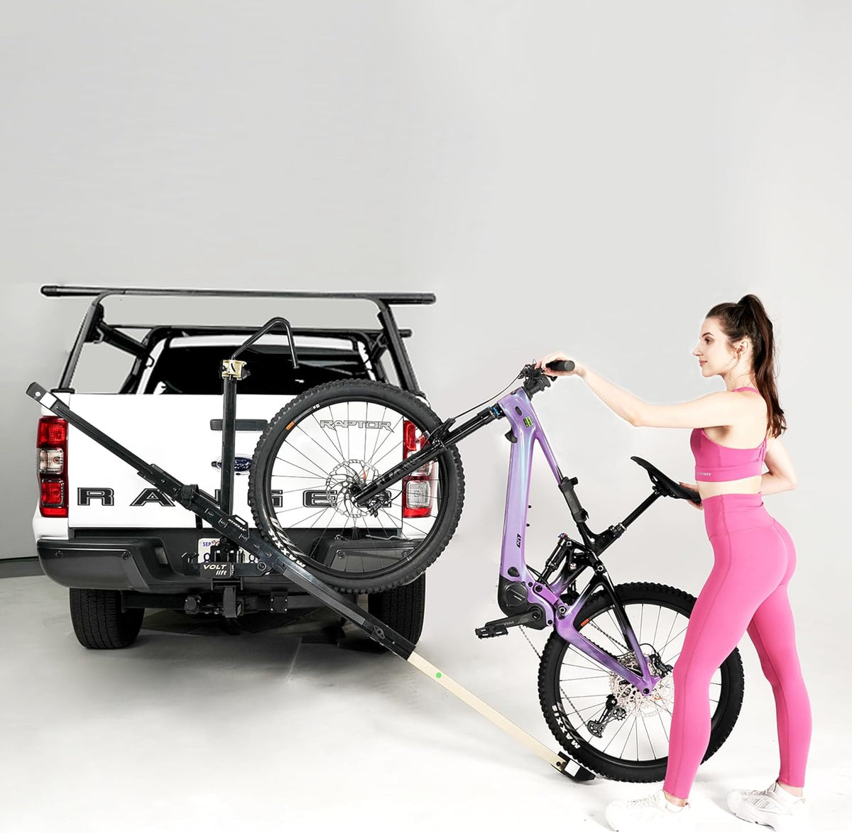 HYPERAX Patented Lift Assisted Volt Lift 1x RV Rated Hitch Mounted 2 E Bike Rack Carrier Up to 1X 80lbs eBikes with Up to 5" Fat Tires for RV and SUV