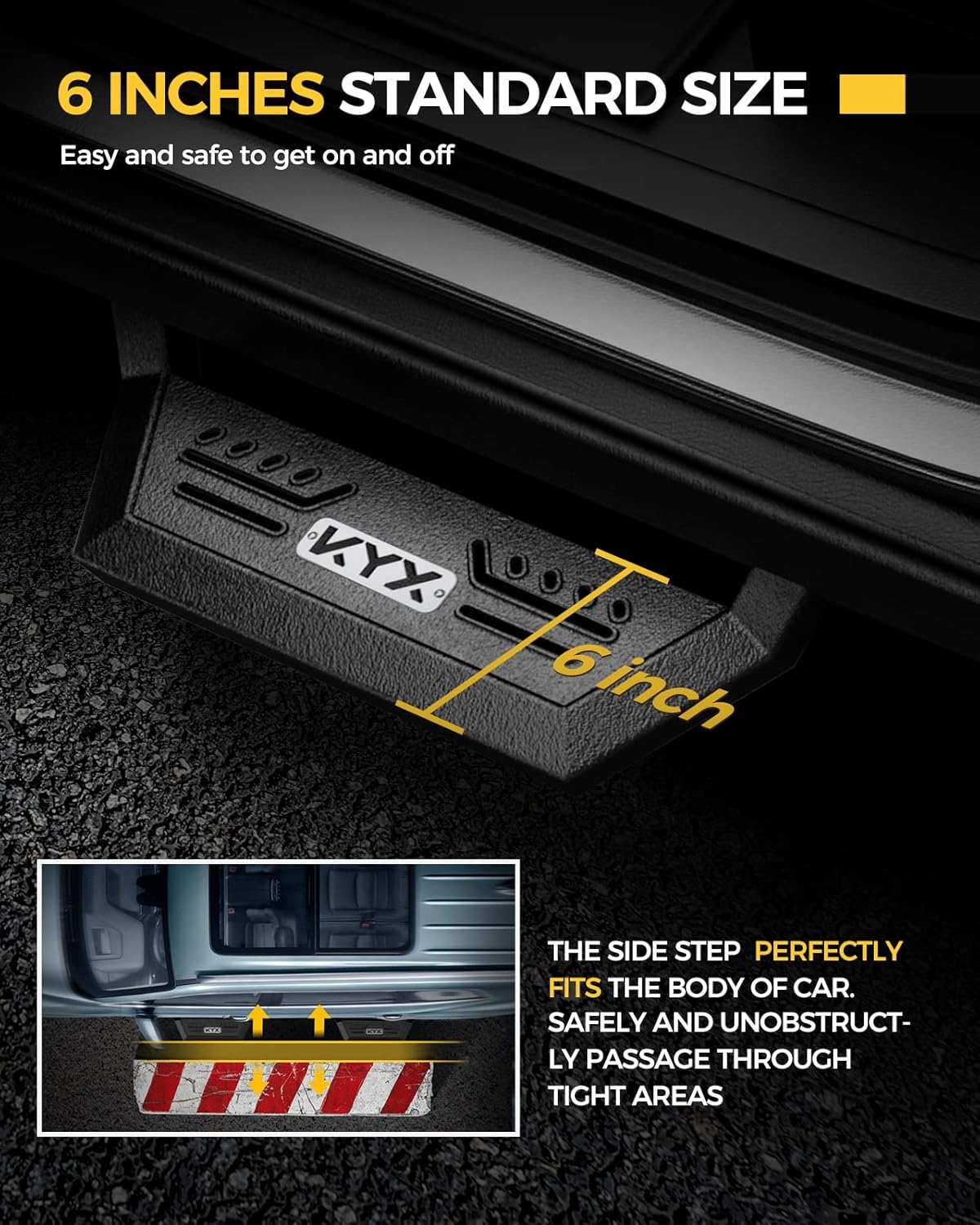 KYX Running Boards for 2015-2025 Ford F150 SuperCrew Cab/ 2017-2025 Ford F250 F350 SuperDuty Crew Cab, 6 inches Side Steps Nerf Bars Truck Step Rails-Silver Logo