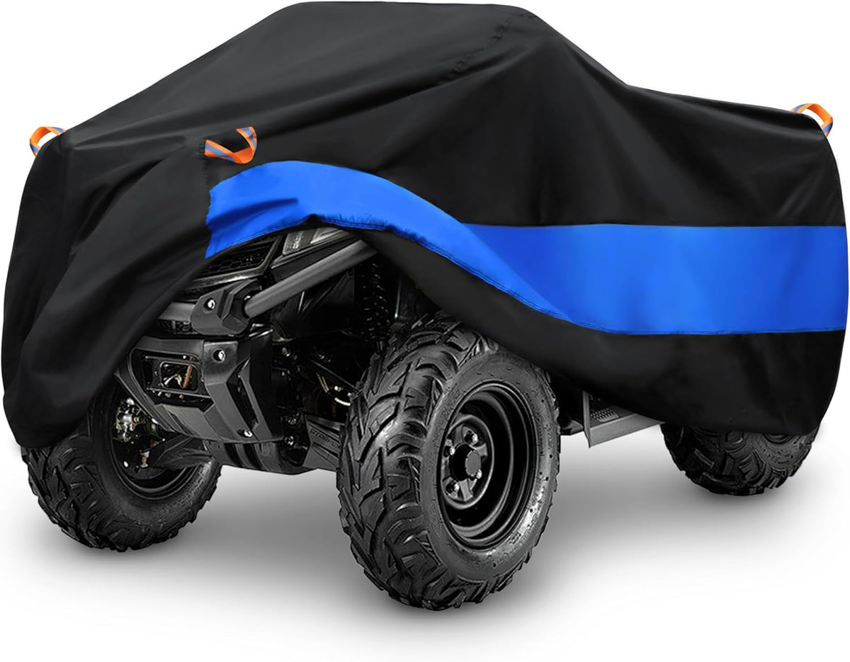 MORNYRAY ATV Cover Waterproof Heavy Duty Universal Quad Cover Outdoor Storage Cover 4 Wheeler UV Protection for Polaris Yamaha Honda Suzuki Kawasaki (Black, A3-86.6''L x 38.6''W x 41.7''H)