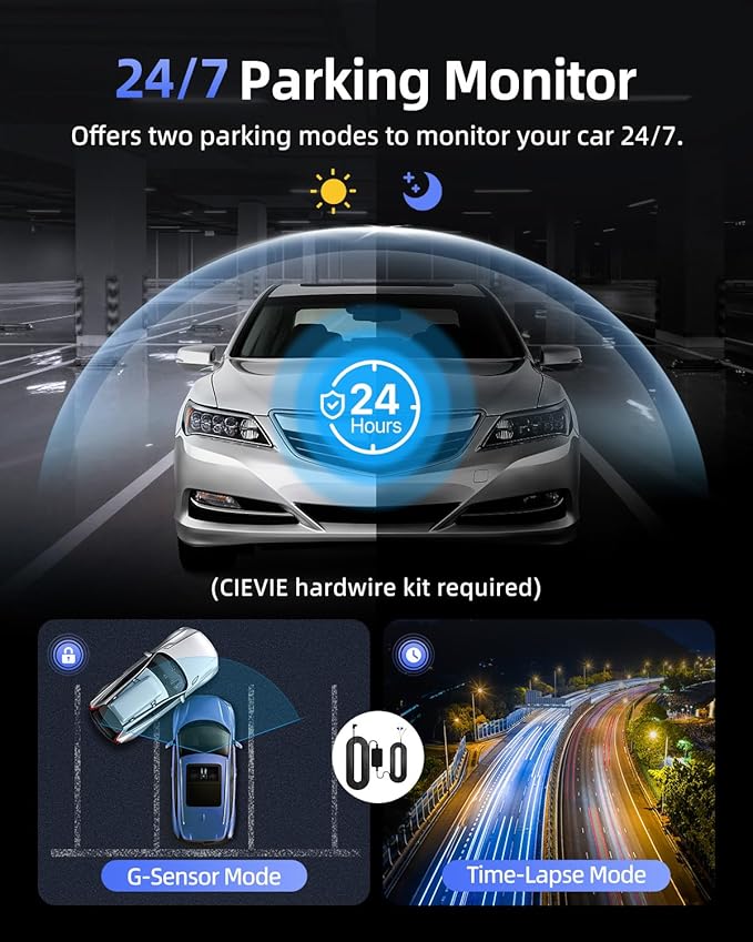 Dash Cam Front 4K - 1.5" IPS Display & 5G WiFi & 64G Card, 360° Rotation Mini Dashcam, Car Camera with WDR Night Vision, 24H Parking Mode, G-Sensor, Loop Recording,170° Angle, Dash Camera for Cars