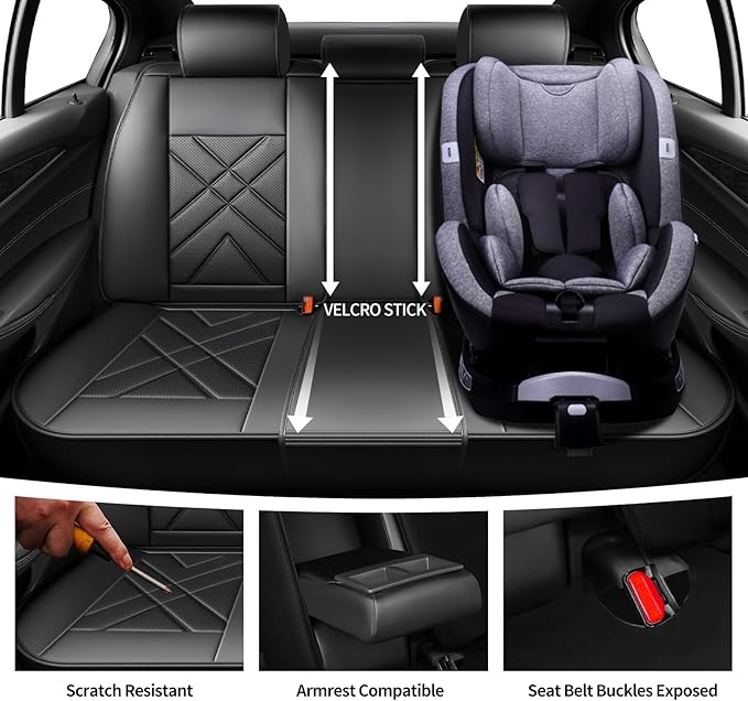 CX-7 Car Seat Covers Fit for Mazda CX-7 2007-2012, Full Coverage Premium Leather Waterproof Breathable Seat Covers Automotive Seat Protectors, Airbag Compatible(Full Set Seats, Black-Blue)