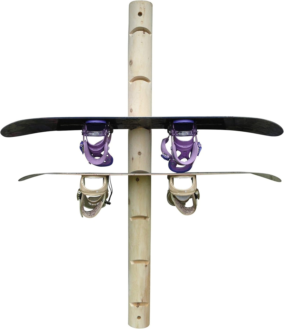 7-Place Wall-Mounted Snowboard Log Rack, Wakeboard Racks, Skateboard Holder Wall Mount, Vertical Snowboard Wall Mount Sport Storage for Garage, Skateboard Rack Walls, Wood Storage Racks - Unfinished