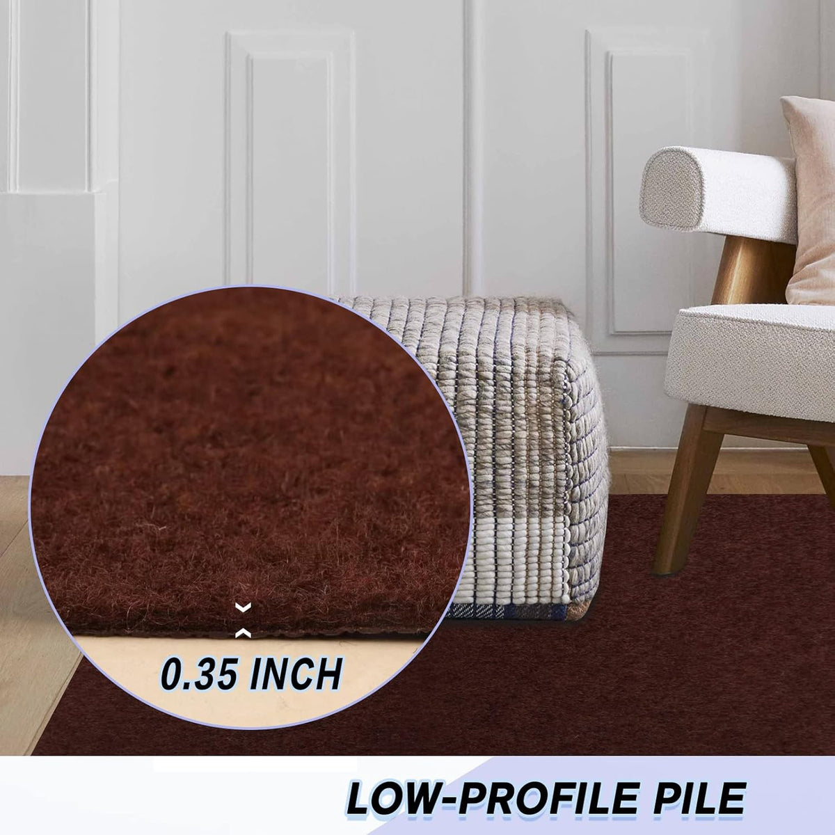 Custom Size Backed Non-Slip Area Rugs Runner, Easy Clean, Waterproof Runner Rugs for Hallway Entryway, Kitchen, Laundry, 3FT x 12FT, Brown
