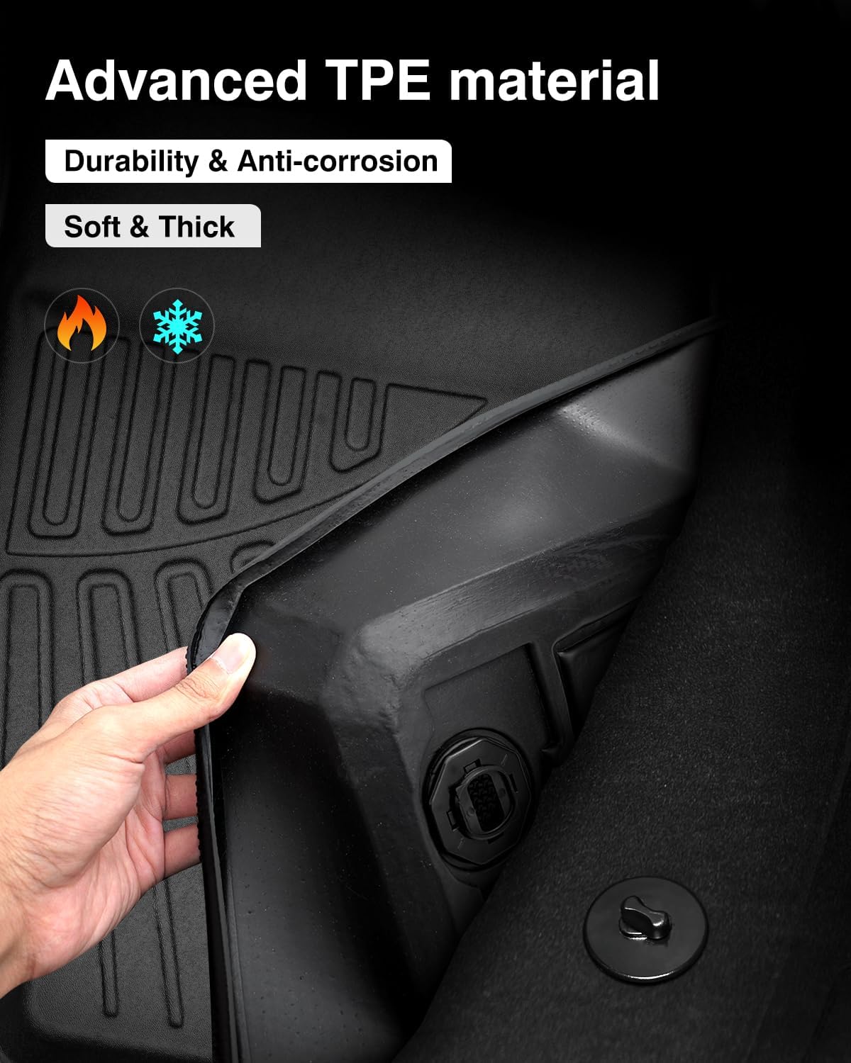 Powerty Floor Mats for 2023 2024 2025 Mercedes Benz GLC丨GLC 300丨GLC 350e丨4Matic Accessories All Weather Floor Liner 3D TPE 1st & 2nd Row Floor Mat Heavy-Duty Floor Liners