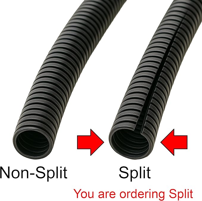 Electriduct Split Wire Loom Tubing Polyethylene Corrugated Flexible Conduit - 2" Nominal Size - 50 Feet - Gray