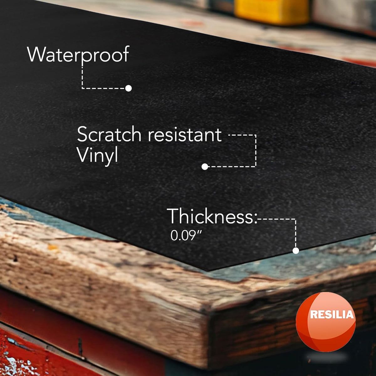 RESILIA Work Bench Mat - 24" X 96", Scratch-Resistant PVC Mats - Protect Your Workbench, Table, or Tool Station from Painting, Woodworking, Crafting, Building, & More, Black, Made in The USA