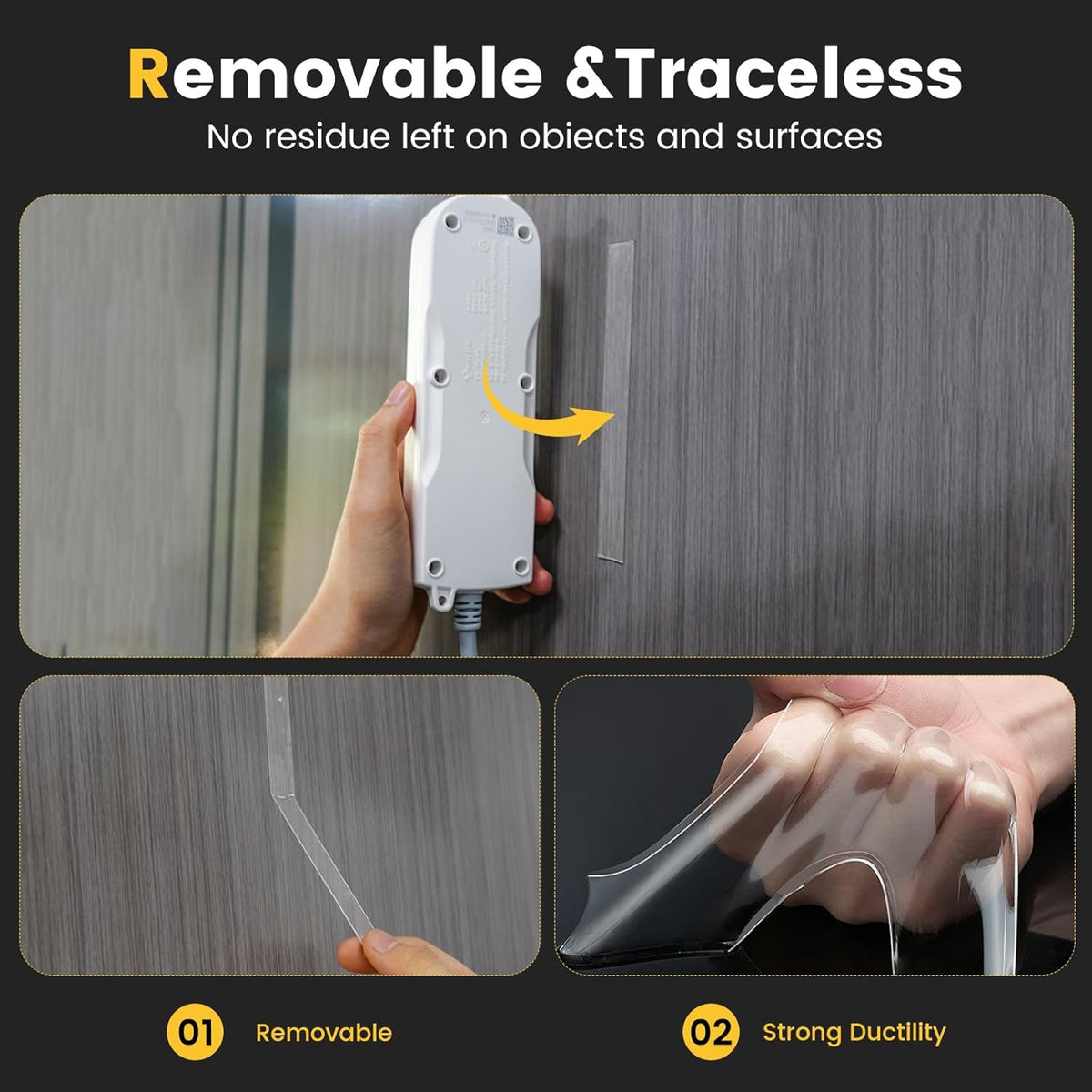 Double Sided Tape Heavy Duty Adhesive Tape Mounting Tape, Wall Sticky for Hanging, Nano Two Sided Tapes Strong Removable Wall Sticky Strips for Car, Home, Office - 19.7FT x 0.5IN