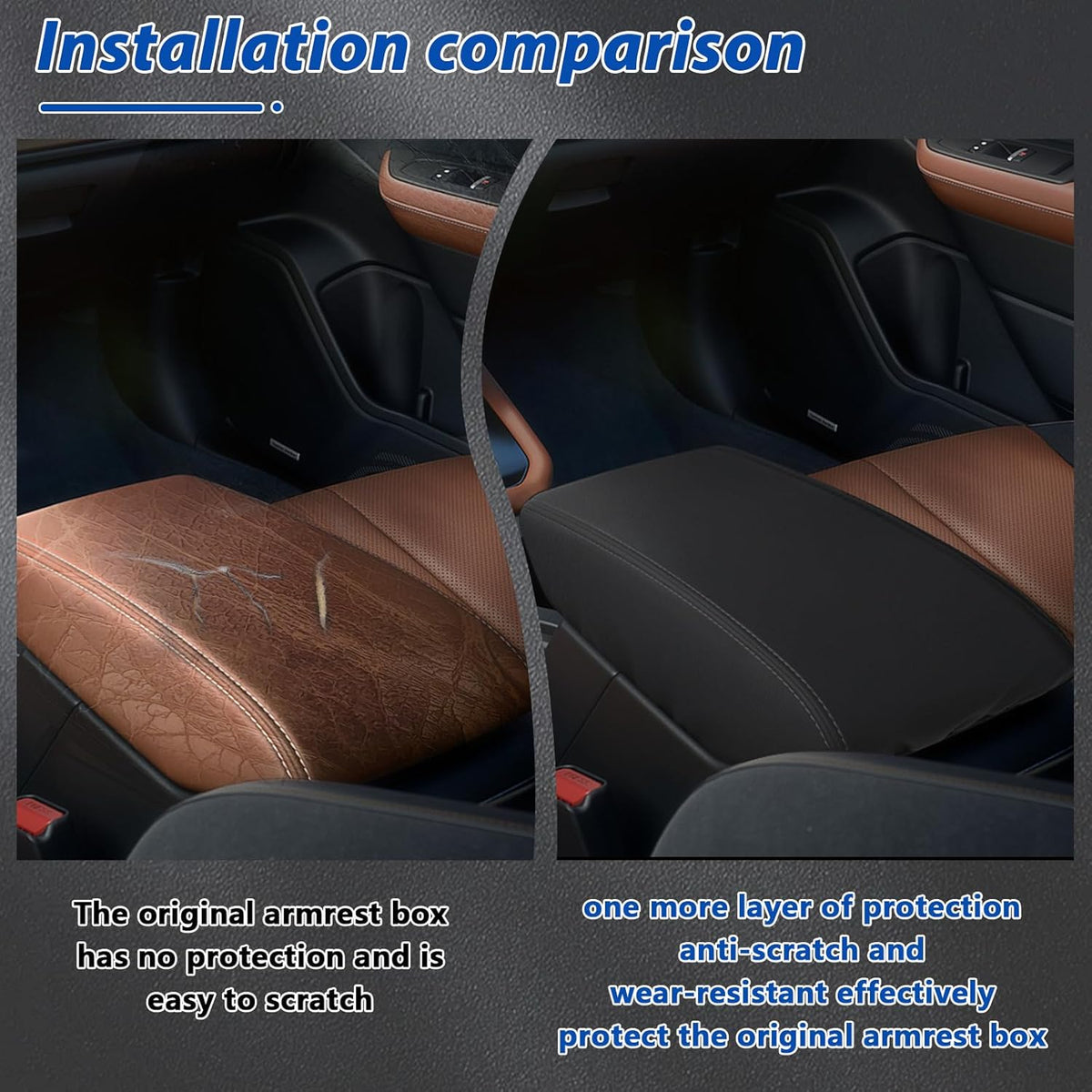 Center Console Cover Compatible with 2025 Subaru Forester, Leather Armrest Cover Arm Rest Box Lid Cover