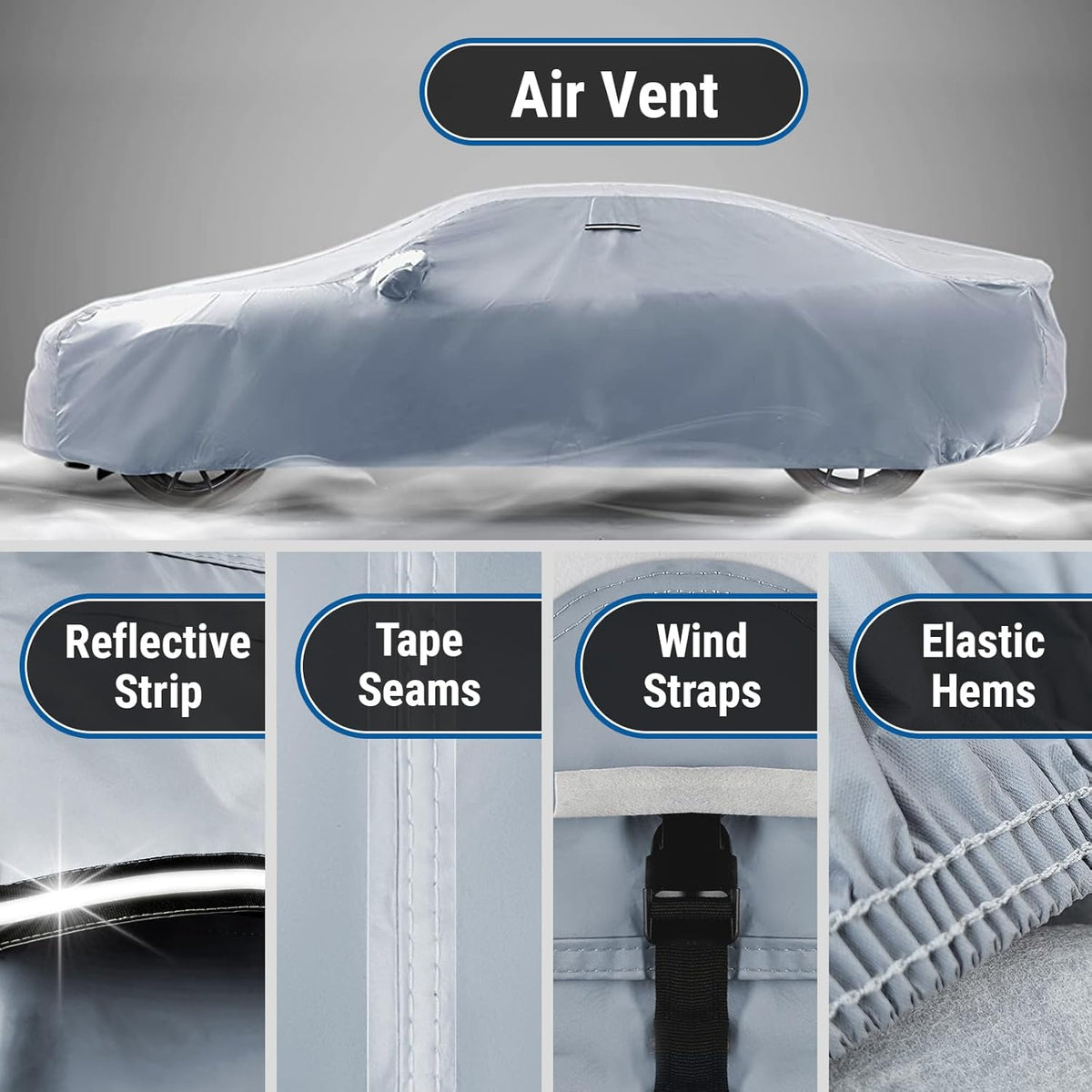 iCarCover Custom Car Cover for Chevy Monte Carlo (1995-2007) Waterproof All Weather Rain Snow UV Sun Protector Full Exterior Indoor Outdoor Car Cover (Stripe - Gray/Black)
