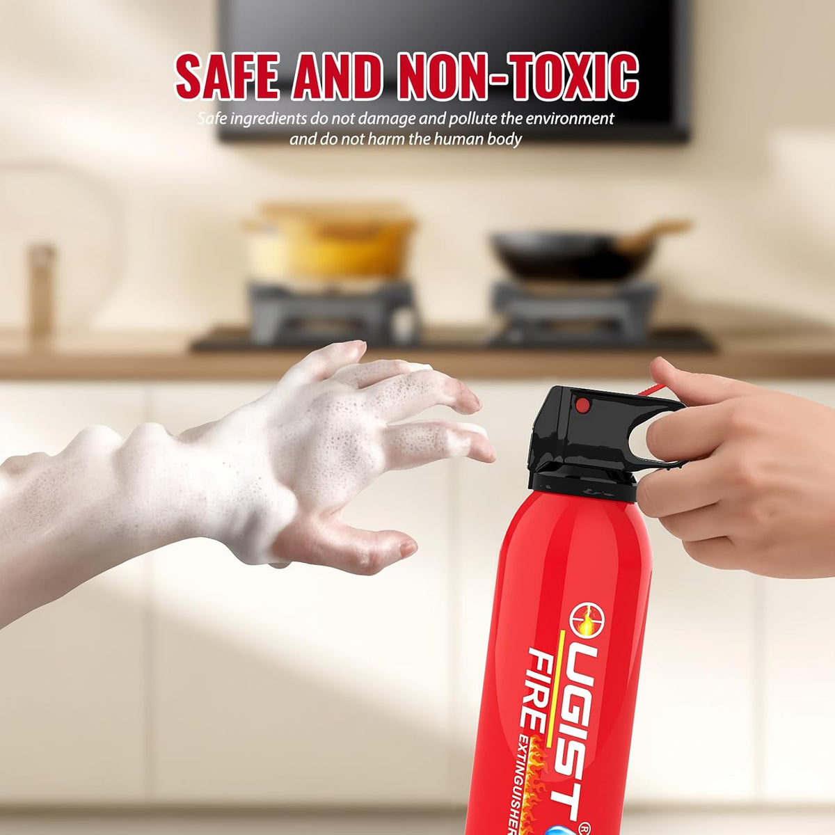 Water-Based Fire Extinguisher -2 Pack Portable for Home & Vehicle Use, Cold-Weather Safe, Prevents Re-Ignition - Ideal for Kitchen, Garage, Car