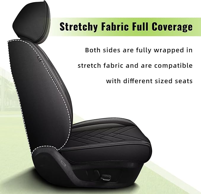 AOMSAZTO Front Seat Cover Fit for GMC Acadia 2017-2026: Faux Leather Automotive Seat Covers Waterproof Vehicle Seat Cushion Protector Car Interior Covers(2 Seat Black&Grey)