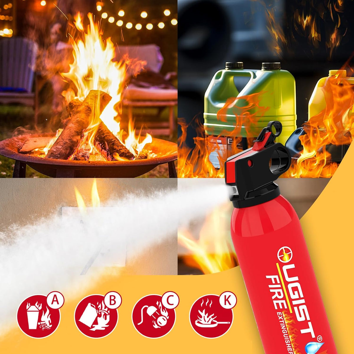 Small Portable Fire Extinguisher for Home and Kitchen, 21oz Each, 1-Pack, Water-Based Fire Extinguishers for Quick Emergency Response, Prevent Re-Ignition, Ideal for Vehicle and Camping, MSJ620