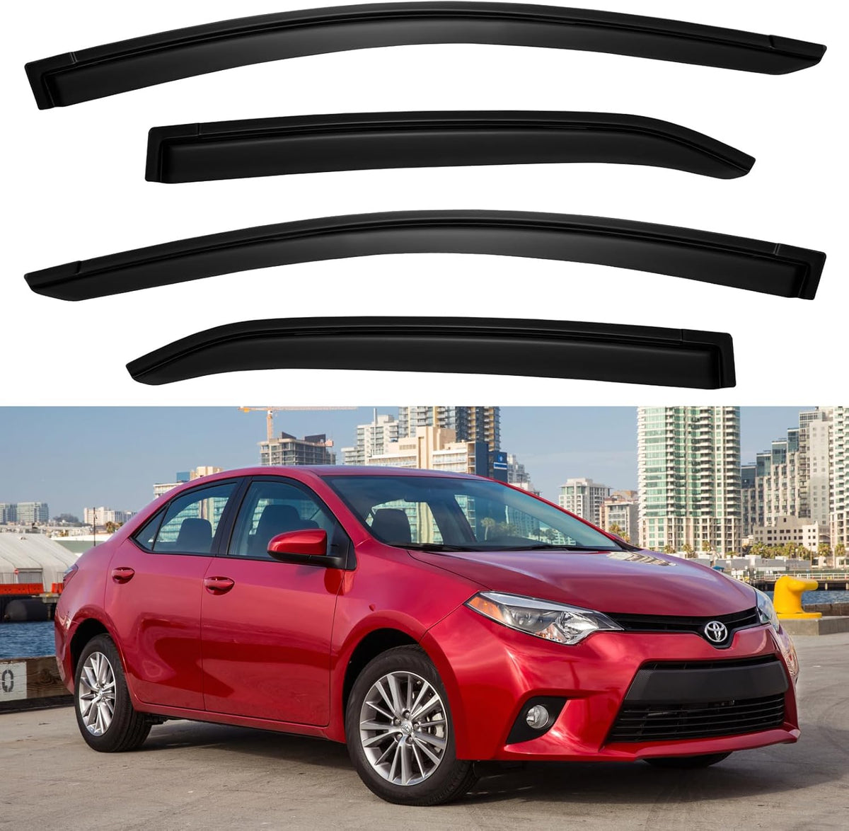 Window Visors Rain Guards for Toyota Corolla 2014-2019, Out-Channel Window Vent Wind Deflectors Visors Shades for 14-19 Corolla