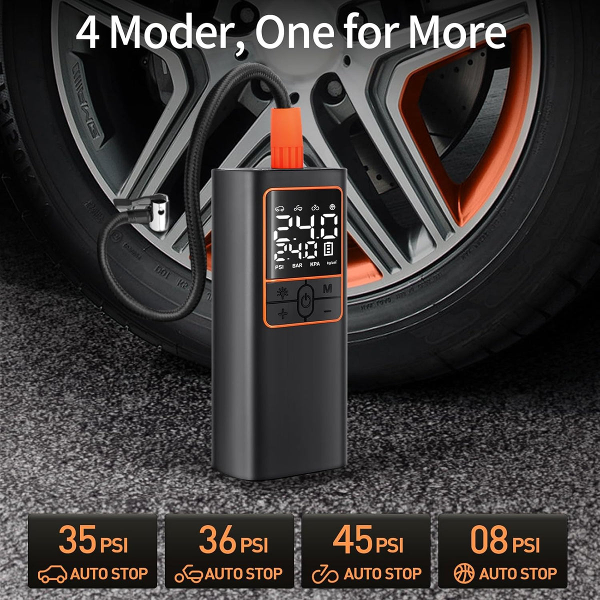 LAMONKE Tire Inflator Portable Air Compressor, 2X Faster Inflation Car Tire Pump Cordless, 150PSI Air Pump for Car Tires, Motorcycle, Bike, Ball, with Tire Gauge Pressure