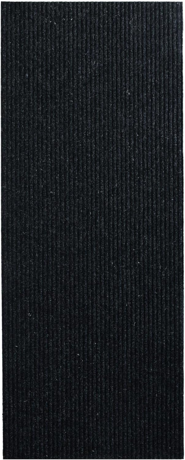iCustomRug Spartan Weather Warrior Indoor/Outdoor Utility Ribbed Carpet Runner with Non-Slip Thermoplastic Rubber Backing, 3ft X 68ft in Black