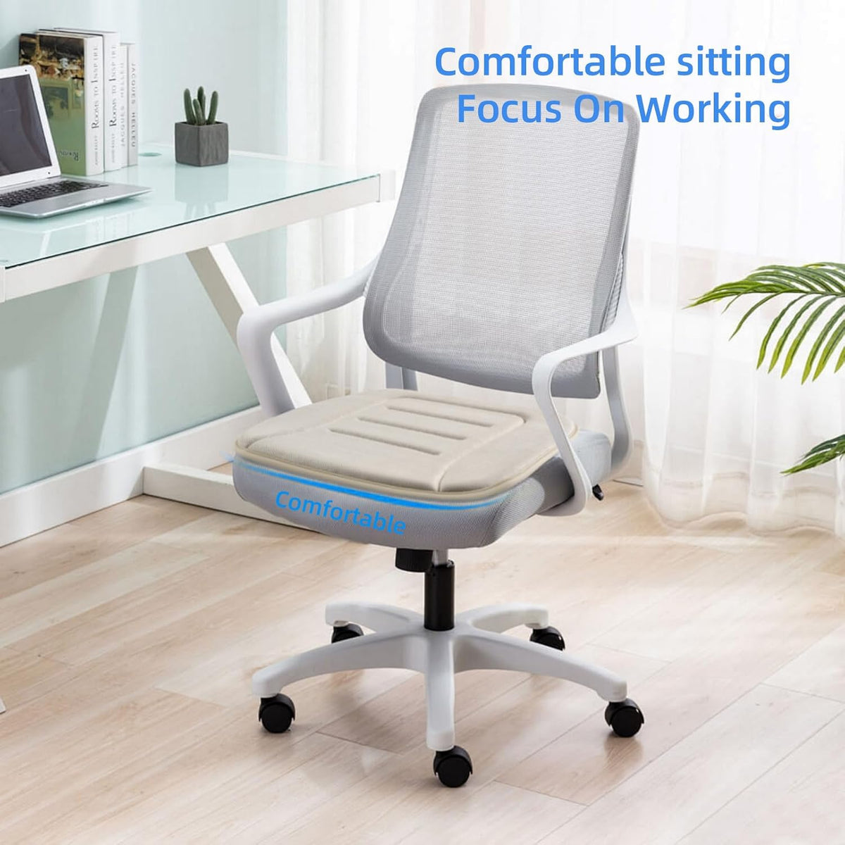 KAYI Car Seat Cushion, Memory Foam Car Seat Cushion, Anti Slip Rubber Bottom Car Seat Cushions for Driving, Suitable for Car and Office Chairs (2 Pack, Cream)