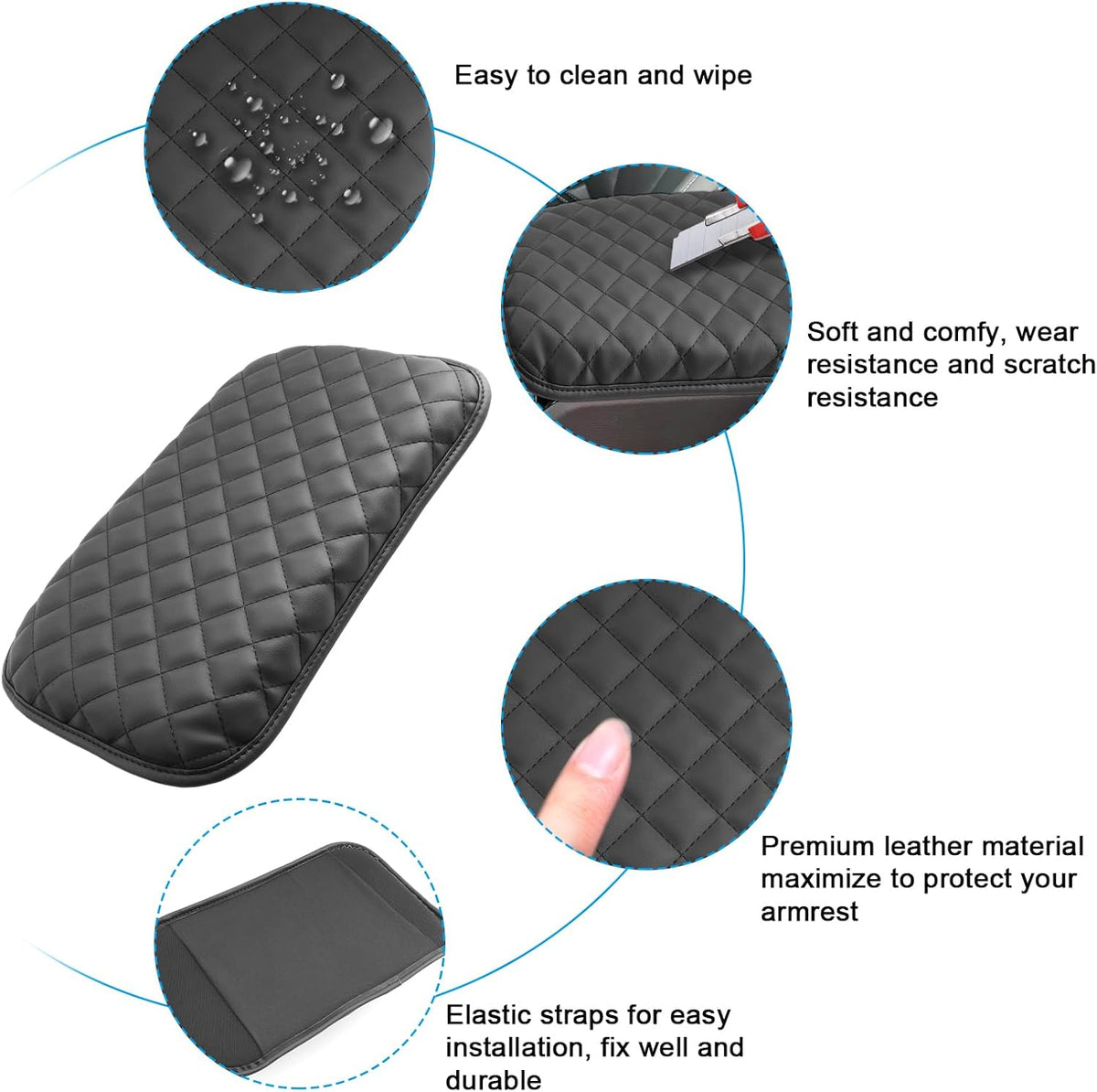 SXCY for 2022-2025 Grand Cherokee Armrest Cover for Jeep Grand Cherokee 2025 Accessories 2024 Grand Cherokee Console Cover 2025 Grand Cherokee Middle Console Cover(Checked Pattern Thickened)
