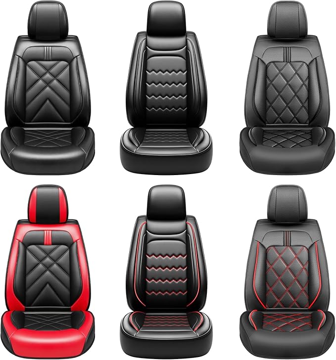 Car Seat Covers Custom Fit for Mazda 3 2007-2026, Premium Leather, Full Coverage Leather Waterproof Breathable Seat Covers, Automotive Seat Protectors, Airbag Compatible(2 Front Seats, Black)