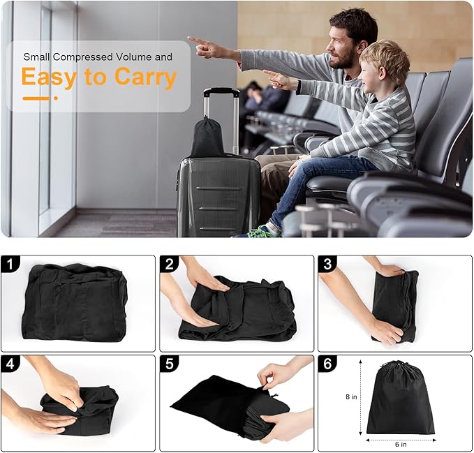 Maliton Inflatable Foot Rest Pillow, Airplane Travel Bed for Toddler, Car Seat Foot Rest for Kids, Adjustable Height Leg Rest Pillow for Airplane, Home, Office(Black, 2 Pack)