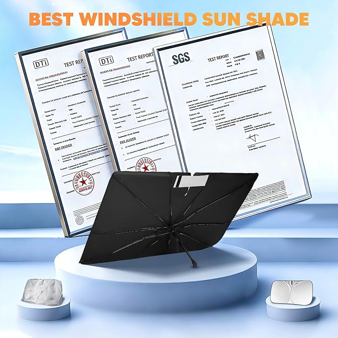 KUST Custom Fit Windshield Sun Shade Umbrella for Toyota RAV4 2019-2025 | Foldable Sunshade with Bendable Handle | Blocks Heat & UV Scratch Resistant Keep Cool Sunshield