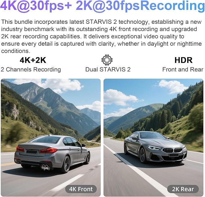 4K Front & 2K Rear 2 Channel HDR Dash Cam, Dual STARVIS 2 IMX678 IMX675, Fit for Subaru Crosstrek 2024 2025 2026 (Model B), Base Limited Premium Sport Wilderness etc, 5GHz WiFi, GPS, 128GB Card