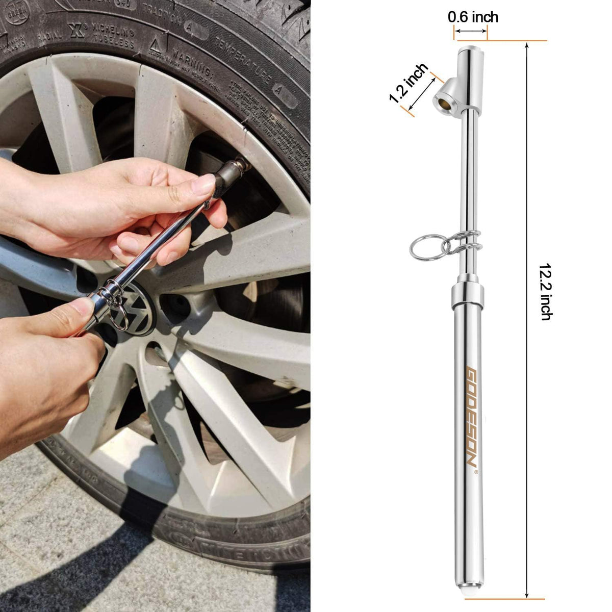 GODESON Dual Head Tire Pressure Gauge,Heavy Duty Pen Tire Gauge Range 10-150PSI; 1-10Bar,Dual Head Truck Air Pressure Gauge (Pack of 12)…