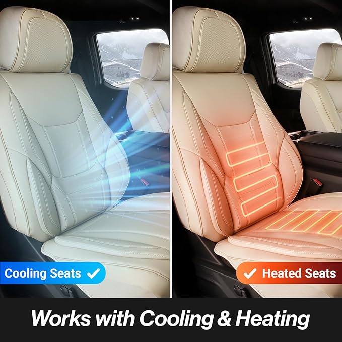 Coverland Custom Fit Car Seat Covers for Car Compatible with [Accord, Prius Prime, Avalon, Legacy, WRX, BRZ] Premium Waterproof Non-Slip Interior Seat Protector [Front Beige - Size Chart A19]