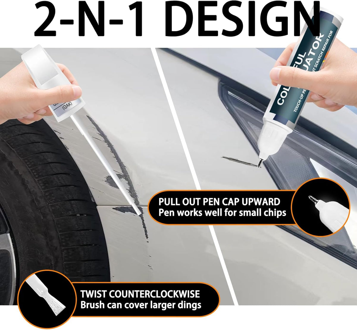 EBB Monarch Orange Metallic Touch Up Paint for Nissan, Car Paint Pen Scratch Repair Two-In-One Touch Up Paint, Premium Car Scratch Remover for Deep Scratches