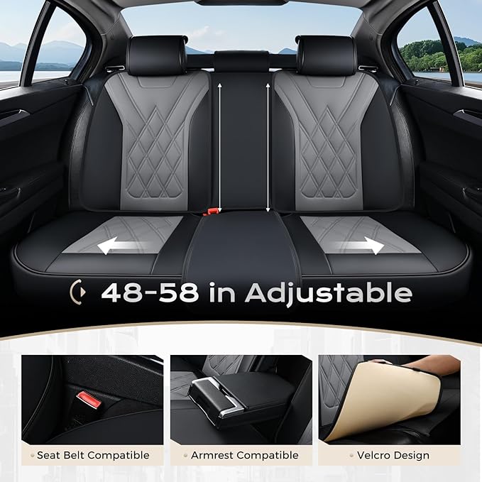 Coverado Car Seat Covers Full Set, Seat Covers for Cars, Front Seat Covers and Back Seat Cover Waterproof Leather Automotive Seat Cover, Universal Car Interior Protectors Cushion for Most Cars