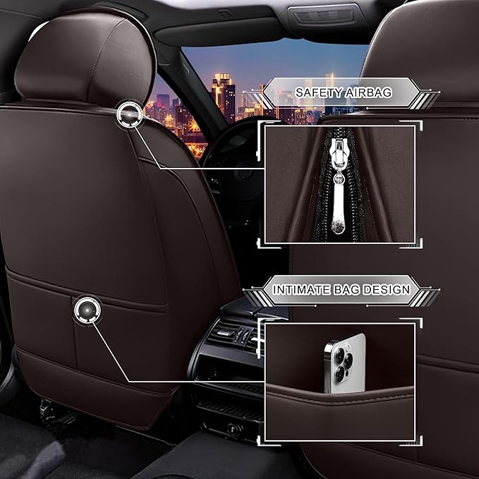 CTDS Car Seat Covers for Nissan Pathfinder 2000-2026, Stylish Sport Seat Cover, Premium Nappa Leather Car Seat Cover. Automobile Seat Covers Sets.(Standard 2 Seats/Coffee Color)