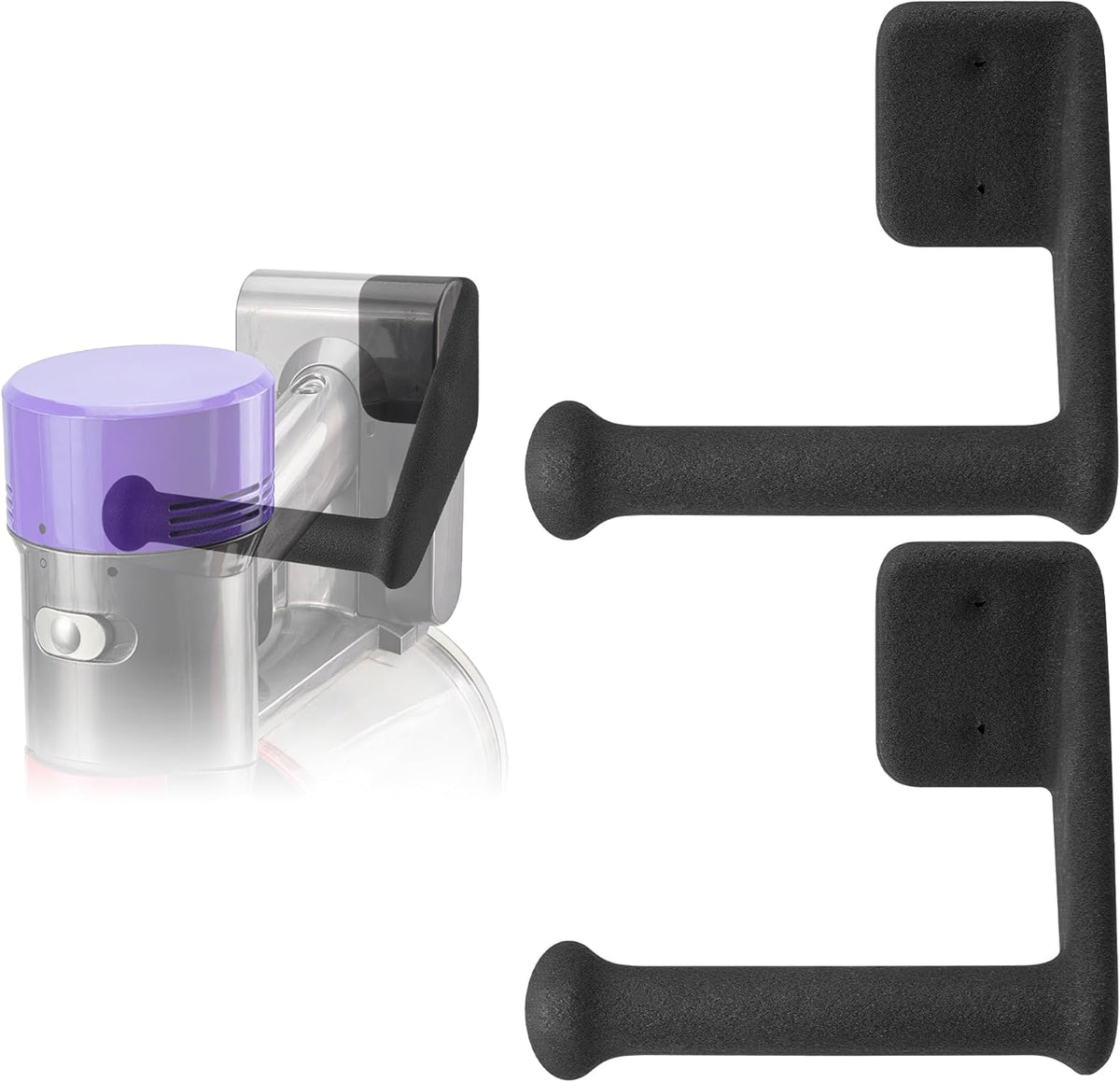 2 Pack Easy Access Cordless Vacuum Wall Mount Holder – Heavy Duty Metal Wall Rack with Rubber Coating, Fits for Shark Handheld IX-Series & Dyson V-Series Stick Vacuums, Garage Shed Storage Brackets