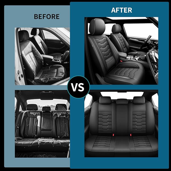 Fit Kicks Car Seat Covers Premium Leather Compatible with Nissan Kicks 2018 2019-2026 (5 Seats Full Set Waterproof Breathable All-Weather Seat Cushion Protector（5 Seats Black）