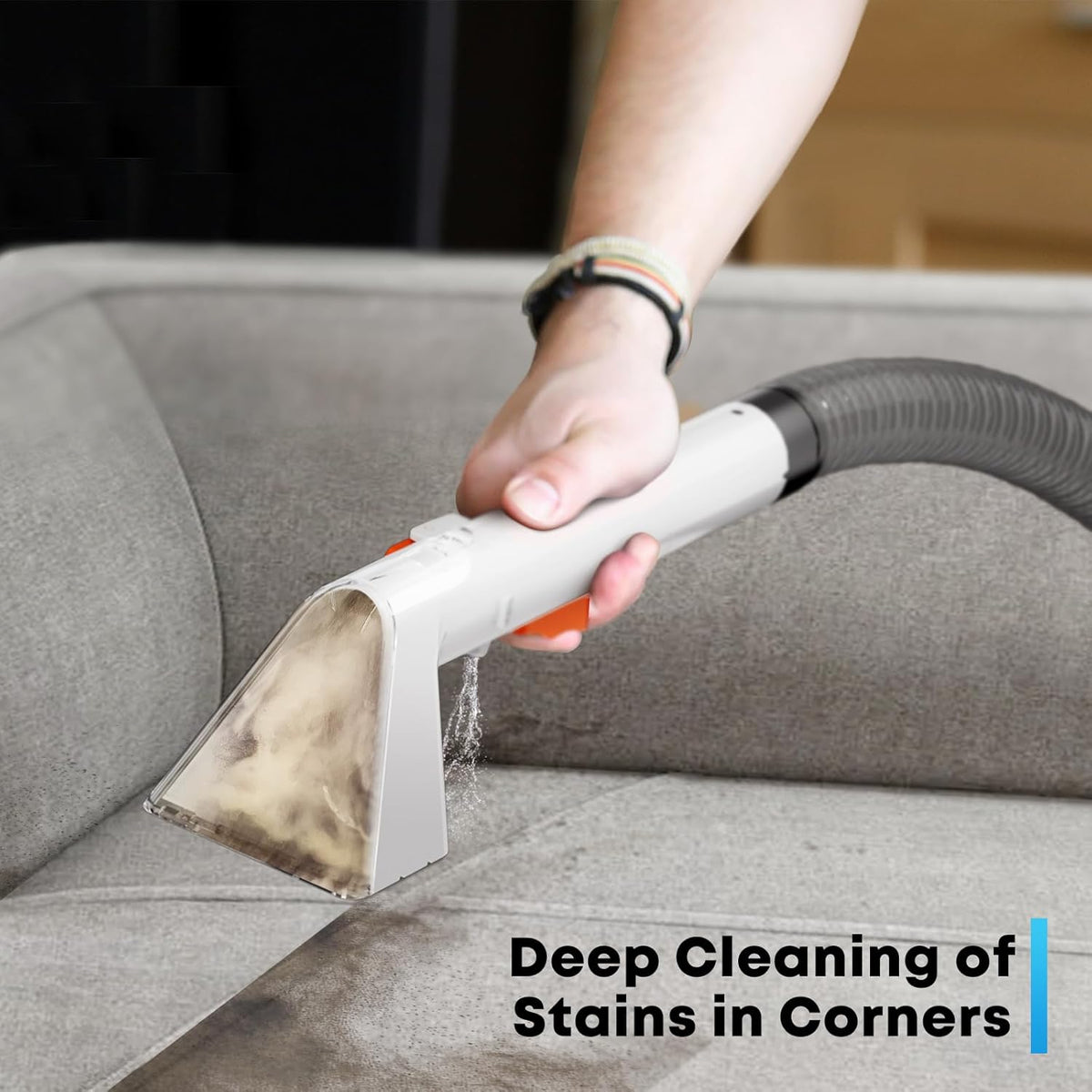 Portable Carphcleaner & Upholstery Cleaner Machine - Multi-Surface Carpet Shampooer with Powerful Suction, Handheld Spot Cleaner for Pets, Stains, Auto Detailing, Furniture, Couch, Car Seats (Silver)