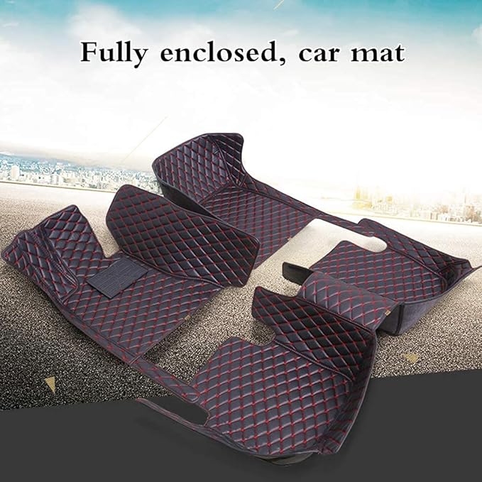 Custom Fit Car Floor Mats - Full Coverage Automotive Leather Floor Liners for Most Vehicles by MingyunSM (Black Yellow)