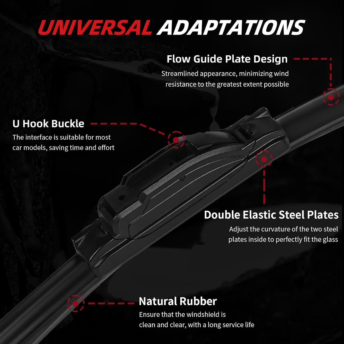 OTUAYAUTO Premium Windshield Wiper Blades - Replacement for Jeep Compass 2018-2022 - Precision Fit, All-Weather Performance, Front and Rear Wiper Blades, U Hook - 24"+18"+10" (Pack of 3)